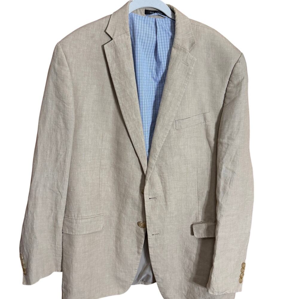 Lauren Ralph Lauren Linen Blazer 44L Tan Sport Coat 100% Linen Mens Jacket